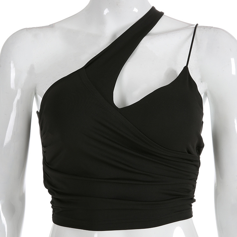 Patchwork, Hollow Out, Backless Design Fashion Style Wholesale Women'S Fashion Solid Color Black Patchwork Hollow Out Backless Tank Tops