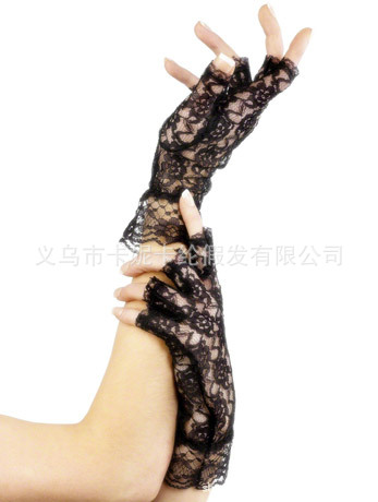 Fábrica al por mayor guantes de encaje sexy corto negro conducir coche eléctrico montar protección solar solar