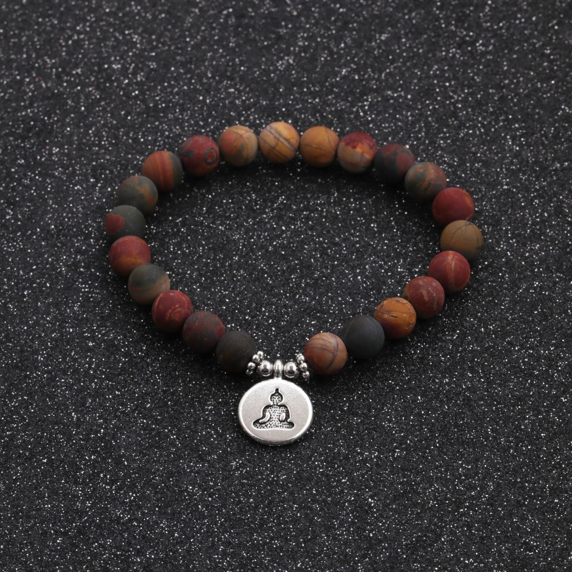 Hot-Selling fashion new 8mm Pine Lime Agate Buddha Head Bracelet for women