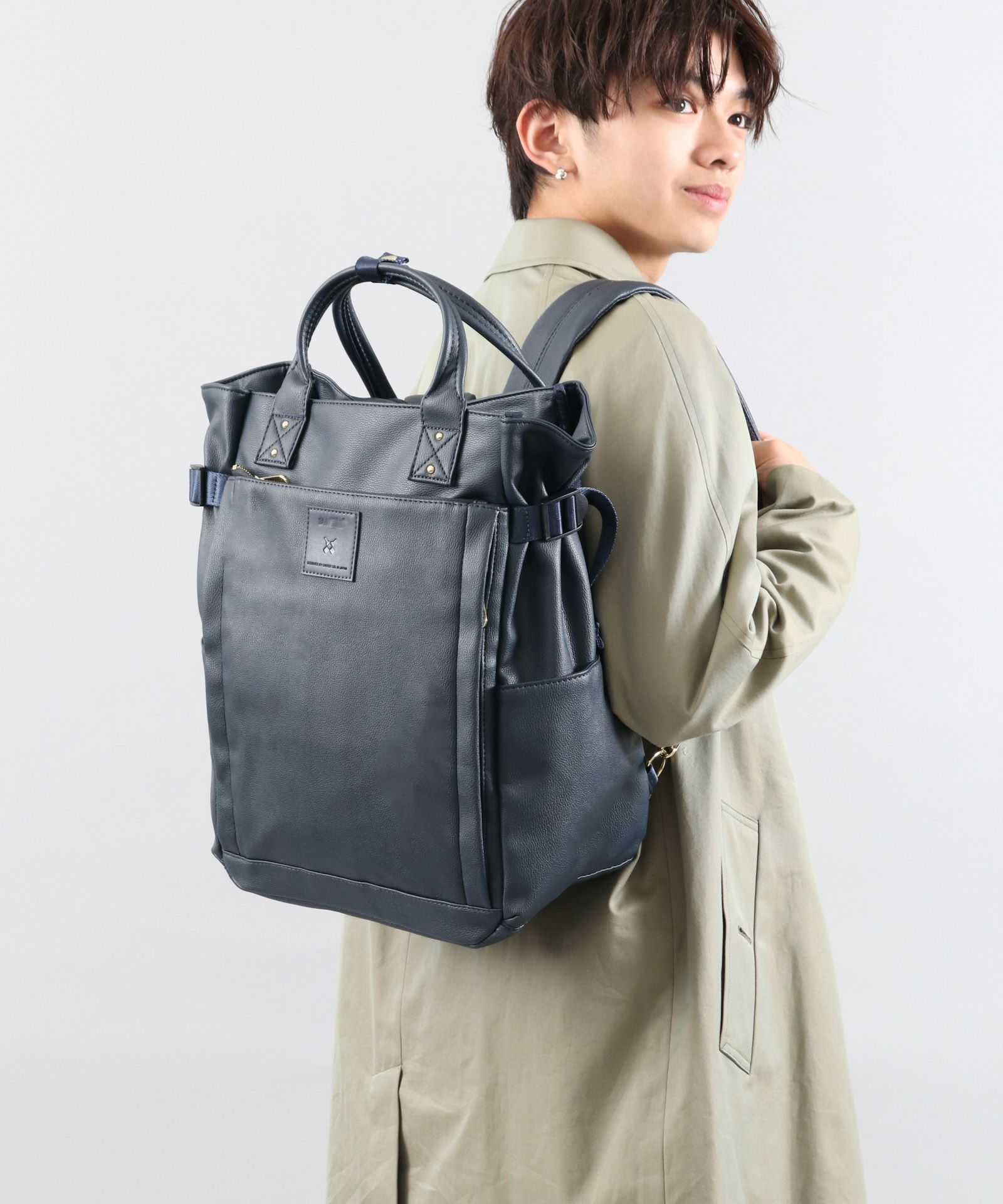 日本乐天双肩包PU皮革商务电脑男包旅行背包bags书包女包backpack|ms