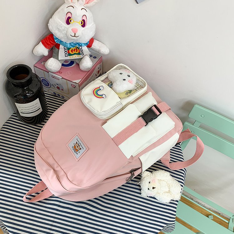 Korean Student Hit Color Backpack Soft School Bag display picture 125