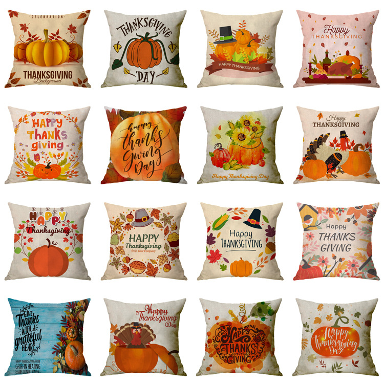 Pastoral Pumpkin Letter Linen Pillow Cases display picture 5