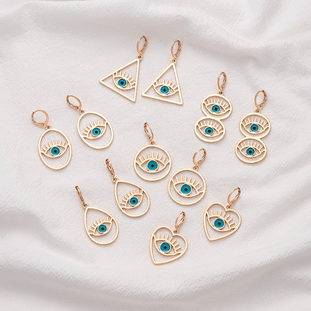 New Cargo Alloy Geometric Earrings Oil Dripping Devil's Eye Earring Wholesale Nihaojewelry display picture 2