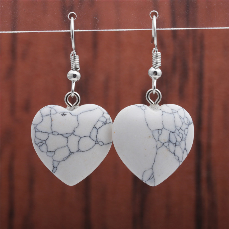 Turquoise Heart Earrings display picture 4