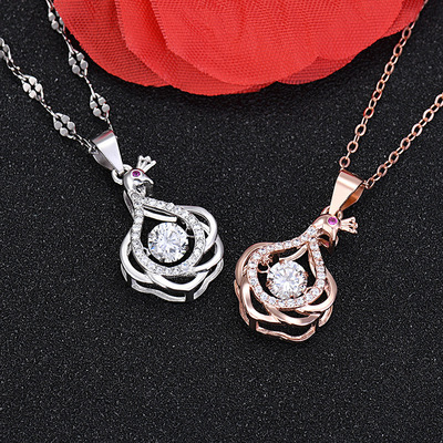 Sterling Silver s925 dance Peacock Smart Necklace Diamond Six awn star Pendant Five-pointed star Korean Edition have cash less than that is registered in the accounts clavicle