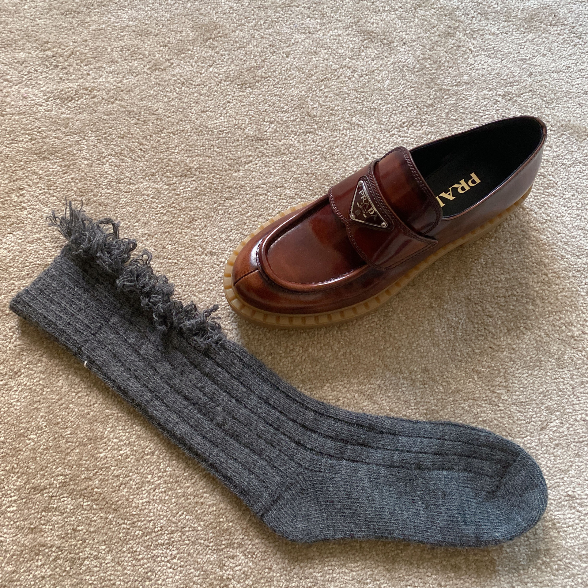 2020M家女士秋冬秀款羊毛混紡破洞襪女針織毛線保暖中筒堆堆襪潮