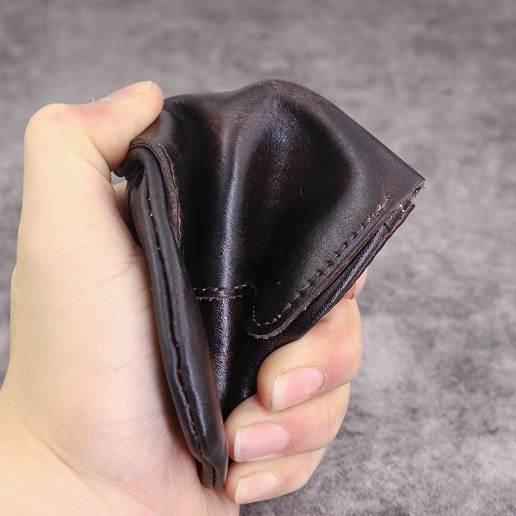 New Plant Tanned Leather Zero Wallet for Women's Minimalist Cover Style Large Capacity Card Storage Used Wrinkle Bag_voghion.com