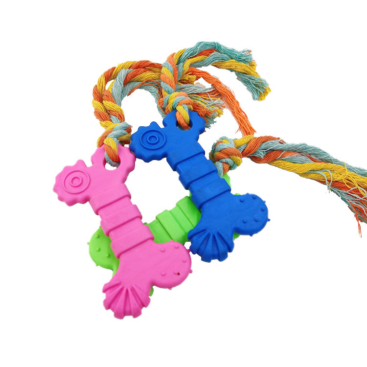 En stock juguete TPR resistente a mordeduras limpieza dental molar hueso vinculante cuerda perro juguete mascotas suministros fábrica al por mayor