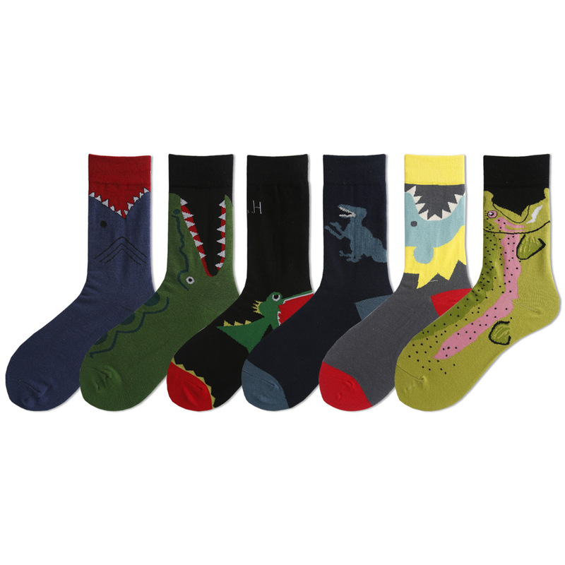 Crocodile and Shark Trendy Socks for Men and Women, Mid-Calf High-Top, Japanese and Korean Ins Style, Personalized Creative Cartoon Couple Cotton Socks, Ins Style Trendy Socks Crocodile and Shark Trendy Socks for Men and Women, Mid-Calf High-Top, Japanese and Korean Ins Style, Personalized Creative Cartoon Couple Cotton Socks, Ins Style Trendy Socks