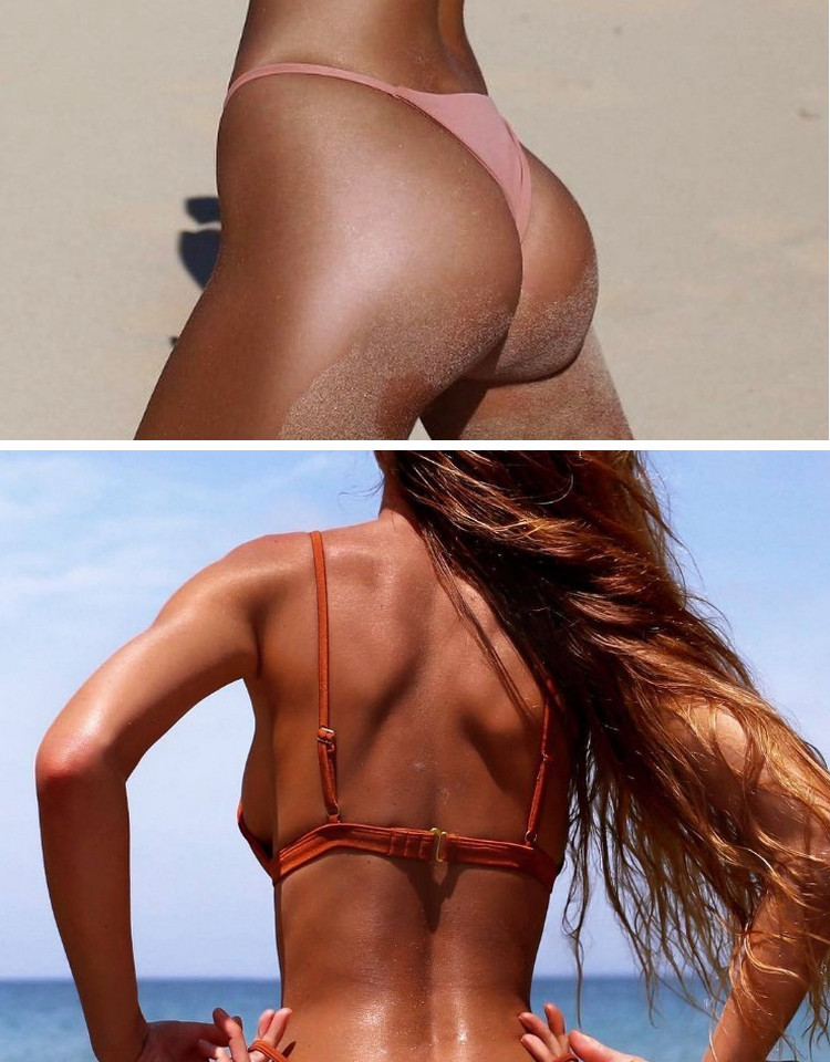 Solid Color Pattern Demi Cup Bra Cup Women's Solid Color 2 Pieces Set Bikinis Swimwear