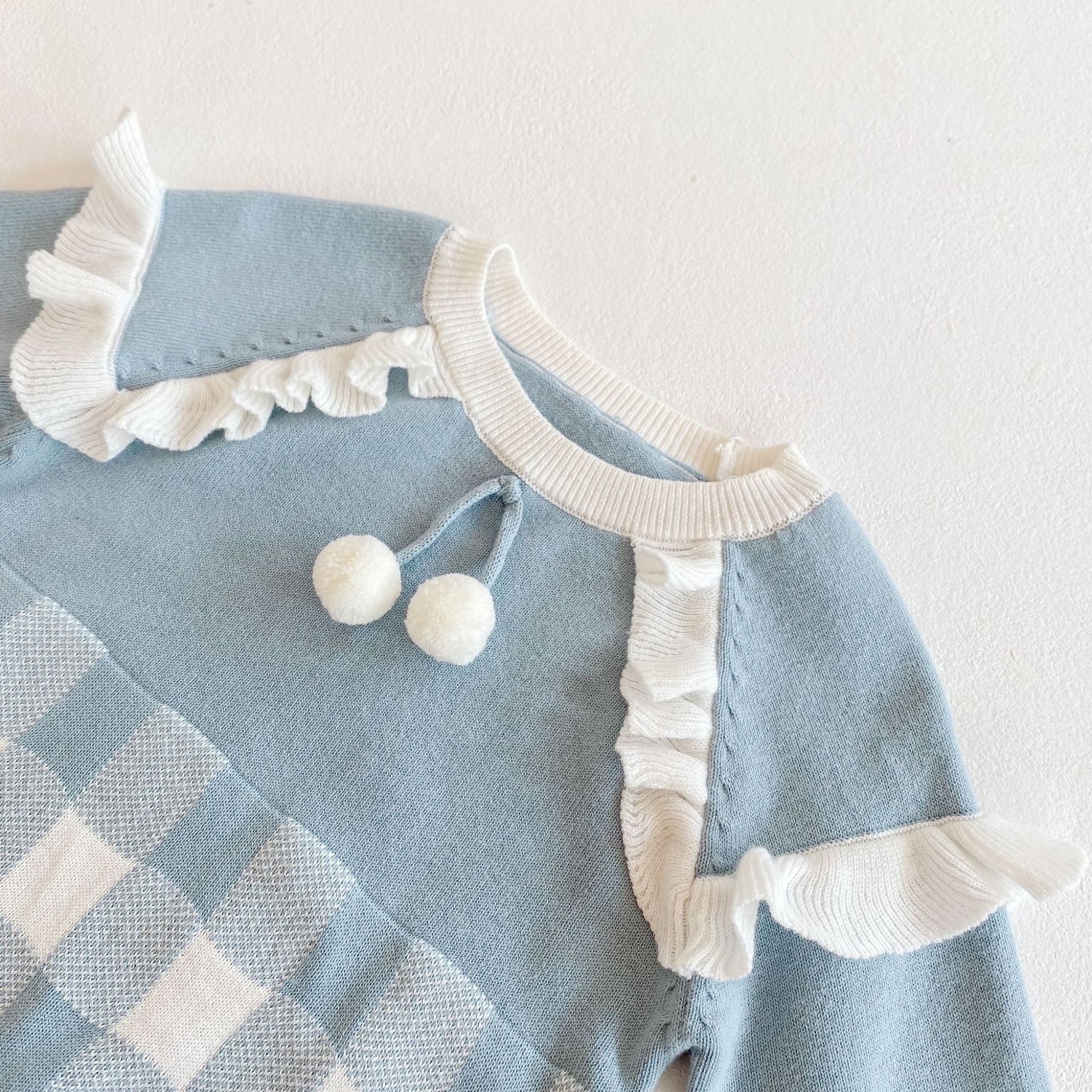 Abbigliamento Ins primavera autunno per bambine e neonati, tuta in filato di cotone a maniche lunghe a quadri per neonati, borse, Bihar_voghion.com