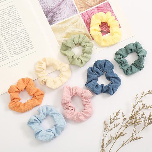 French Cream Puff Chongqing Ring Famous Pure Color Hair Band Korean Version Hair Tying Hair Accessories Factory Wholesale