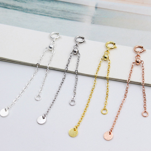 S925 sterling silver DIY necklace hand and anklet tail chain adjustable chain extension chain growth calendered cross extension chain