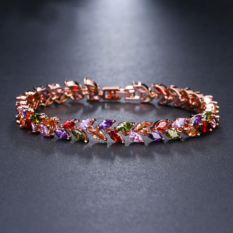 17g Weight Zircon Inlay Material Elegant Luxurious Lady Geometric Copper Inlay Zircon Bracelets