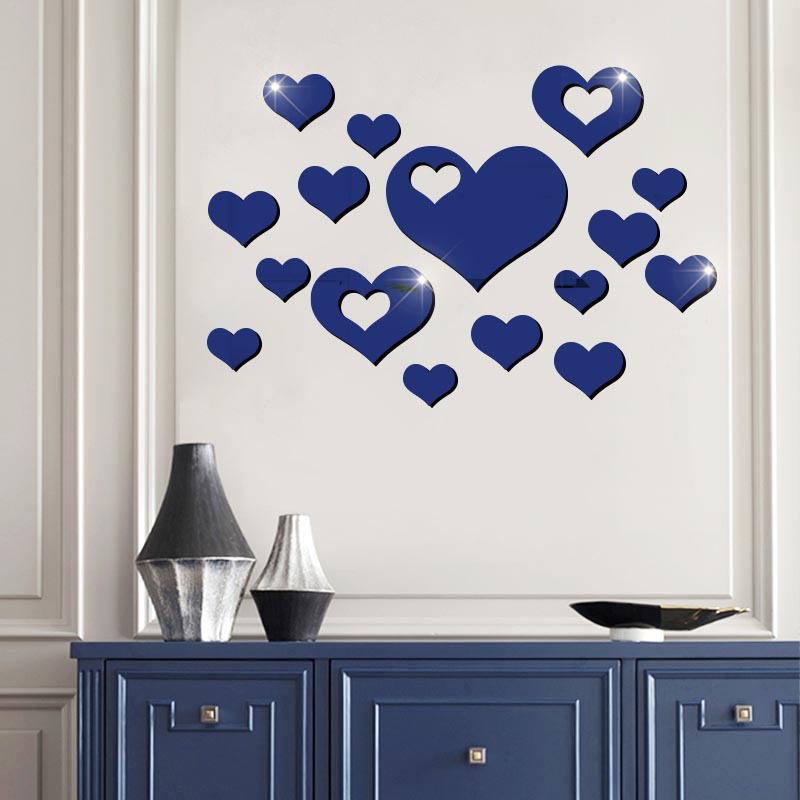 Juego De Pegatinas De Pared De Espejo Acrílico En Forma De Corazón display picture 4