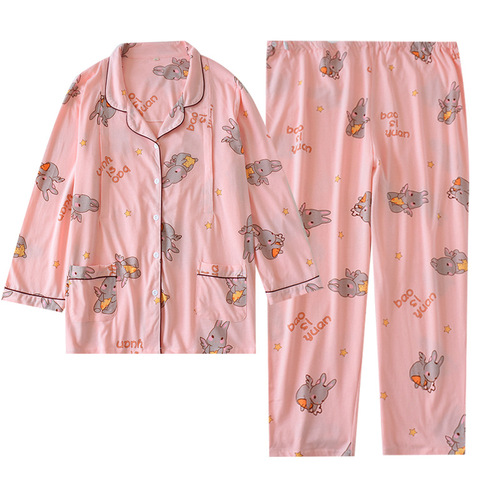 Extra fat plus size postpartum clothing for fat mm autumn maternity pajamas 200 pounds postpartum spring and autumn pure cotton nursing clothes 300 pounds