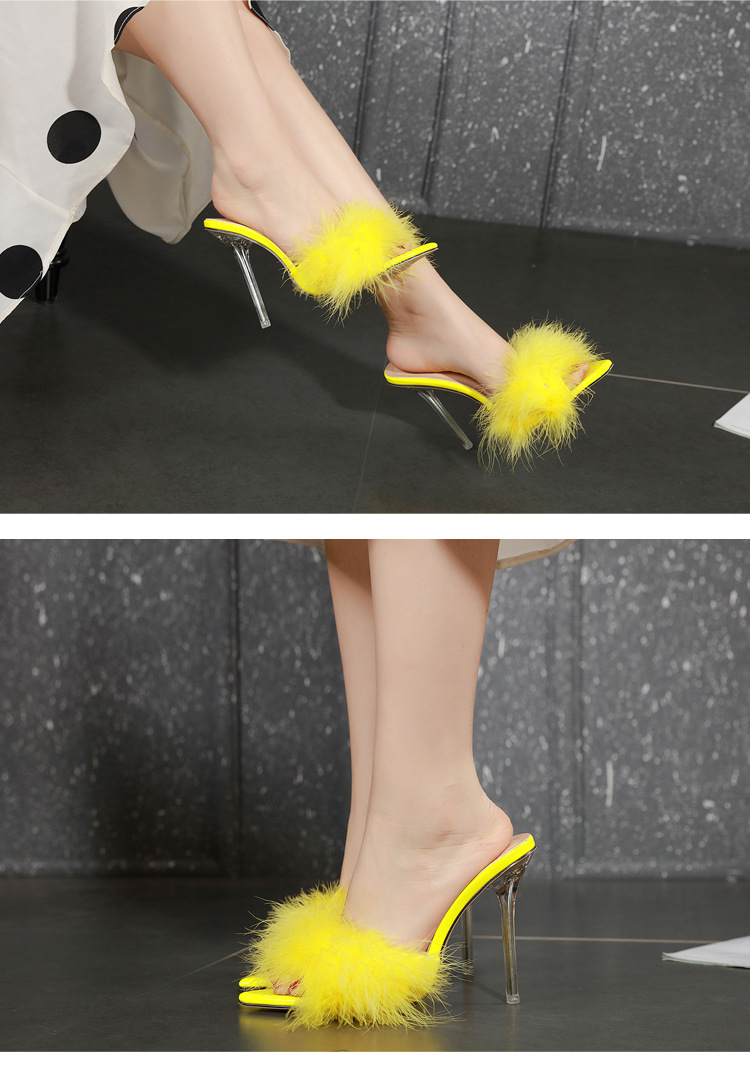 feather crystal high-heel pointed sandals NSSO59520