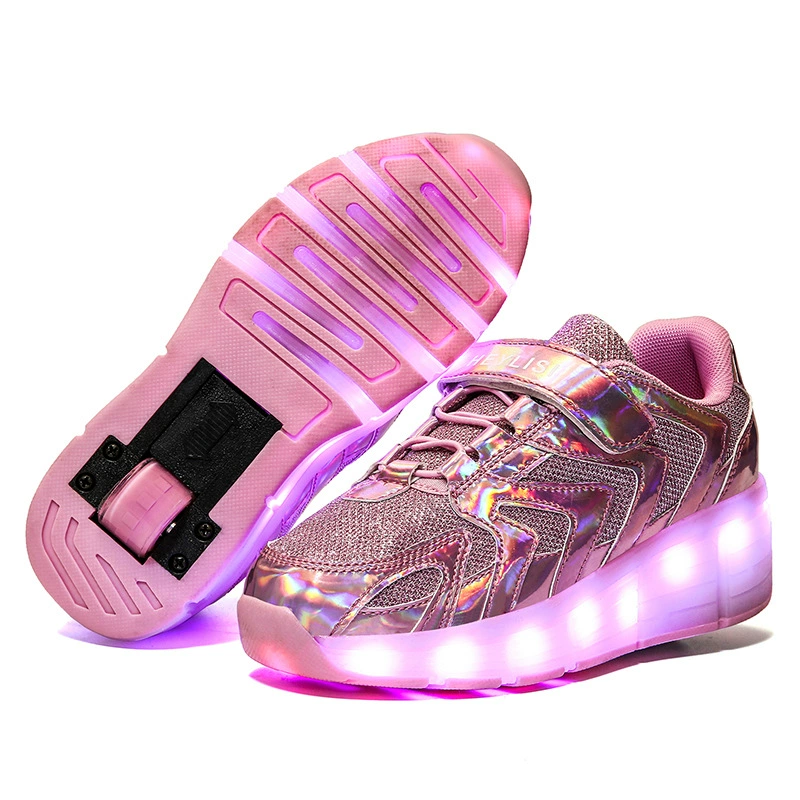 Детские туфли на одно колесо с подсветкой, USB-перезаряжаемая LED, мульти‑режим, размеры 28–40