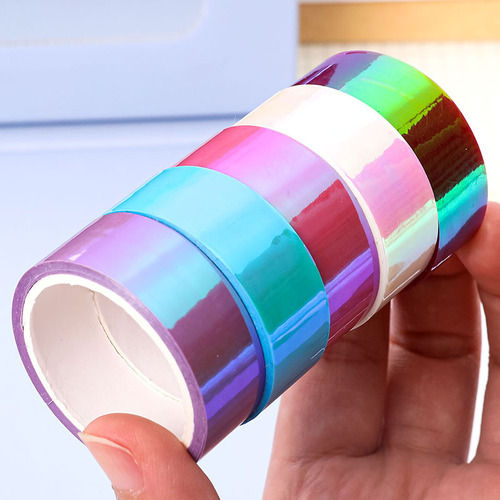 Cool colorful handbook decorative waterproof tape creative laser gradient tape student handbook material collage sticker
