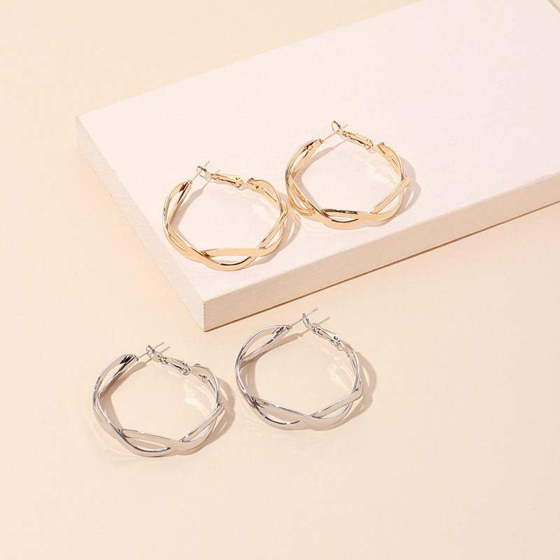14g Weight Earrings Classification Wedding, Birthday Occasion Geometric Pattern Women'S Gender Gold, Silver Color New Ladies Geometric Big Circle Earrings Wholesale Nihaojewelry 2