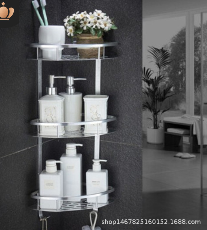 廠家直銷太空鋁雙層浴室置物架 衛生間 三角浴室架 置物架 衛生間