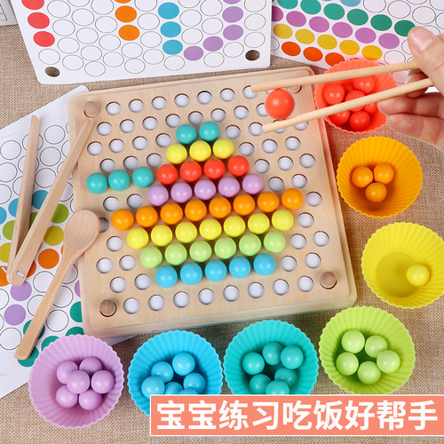Factory direct sales bead puzzle kindergarten puzzle chopsticks early education series 2-3 children's wooden puzzle toys