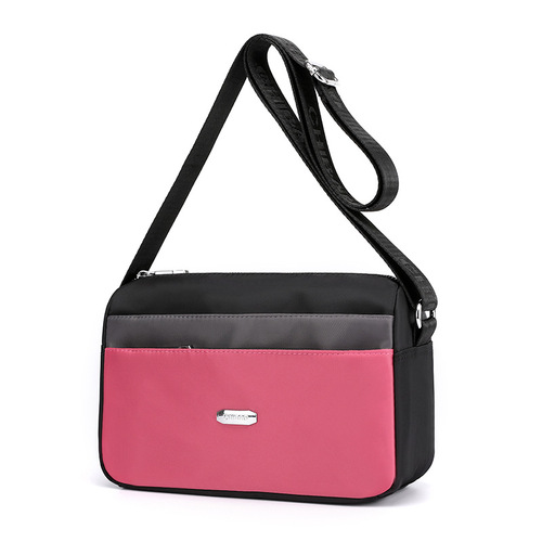  New Oxford Cloth Small Square Bag Waterproof Contrast Color Women's Bag Korean Style Fashion Shoulder Crossbody Bag Nylon Phone Bag