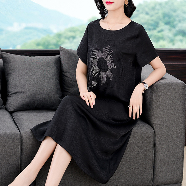 Dress summer silk short sleeve skirt dress