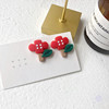 Fresh universal cartoon earrings, cute small silver needle, flowered, 2020 years, simple and elegant design