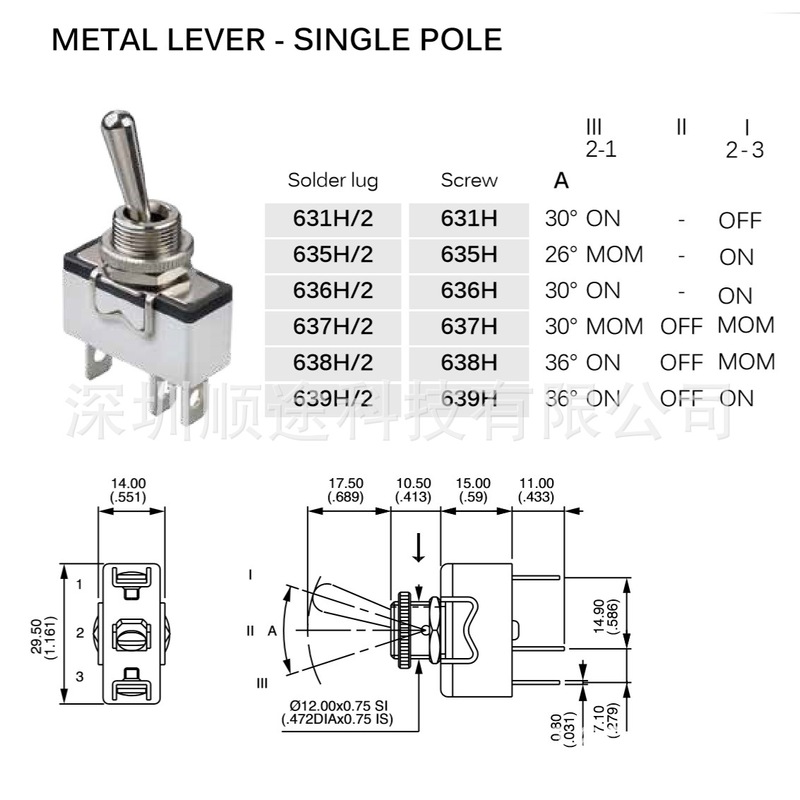 Apem6自動リセット大電流3位40mm延長柄ボタンスイッチ型番637H/2-5|undefined