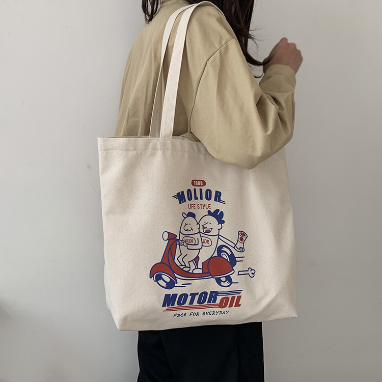 Nueva bolsa de lona de gran capacidad de hombro de Las Mujeres de estilo Coreano artístico ulzzang Hong Kong estilo retro estudiante ins bolsa de tela de las mujeres