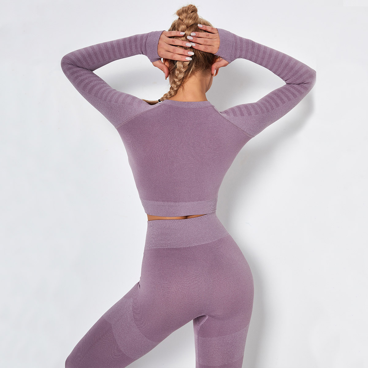 seamless knitted moisture wicking high elastic long-sleeved yoga wear NSNS11039