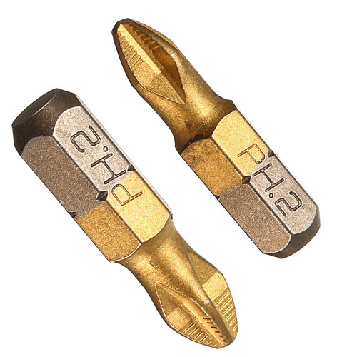 10 anti-slip titanium-plated bits, short screwdriver screwdriver, hexagonal screwdriver, 25MM long PH2