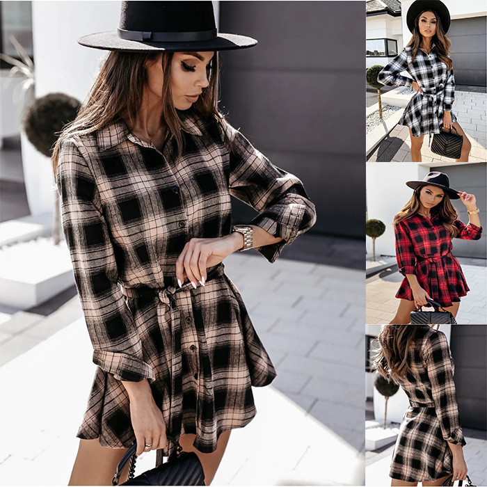 camisa estampada a cuadros de moda de otoño e invierno NSYD3722