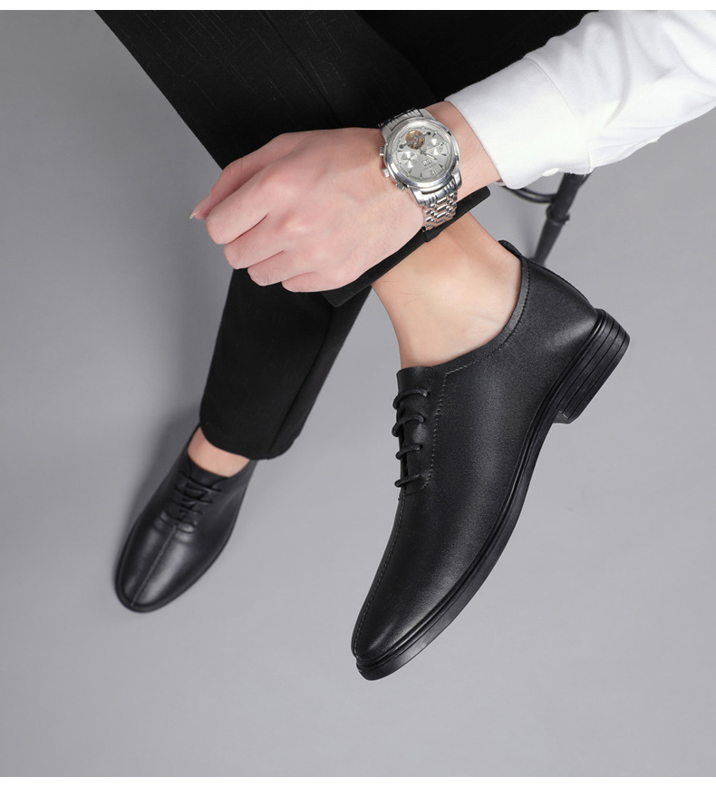 Men's Soft-soled White Formal Leather Shoes, Wind Work Men's Shoes_voghion.com