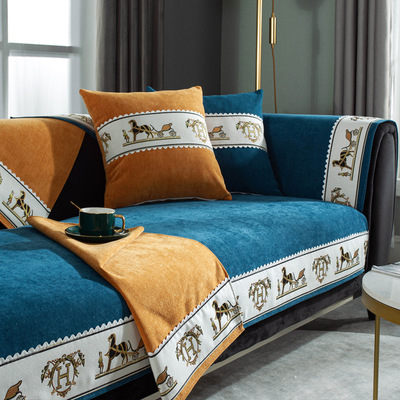 北欧沙发垫四季通用防滑简约现代纯色雪尼尔坐垫皮布艺沙发套罩巾