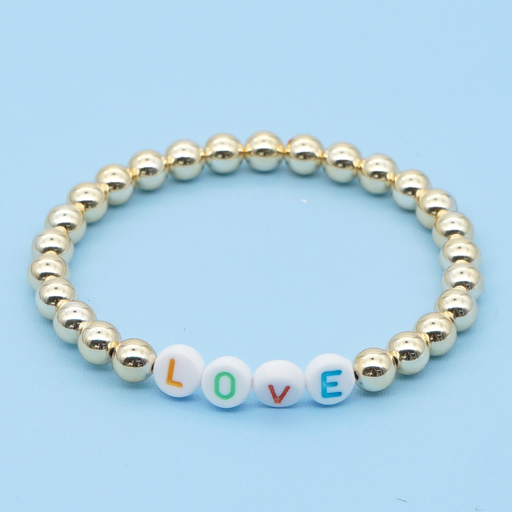 Fashiongold-plated Color-preserving Gold Beads Stacked Beaded Color Letter Bracelet display picture 12