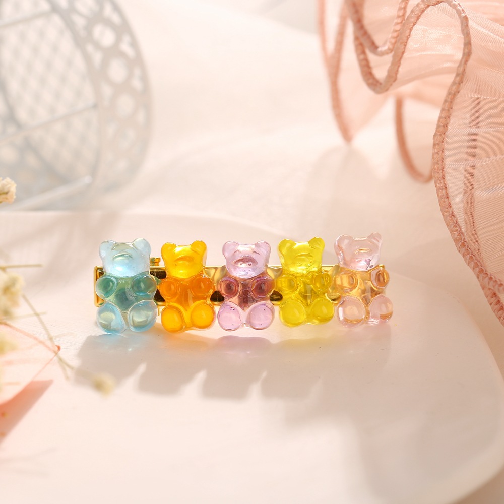 New Jelly Bear Candy Color Hairpin Creative Retro Simple Cheap Hairpin display picture 3