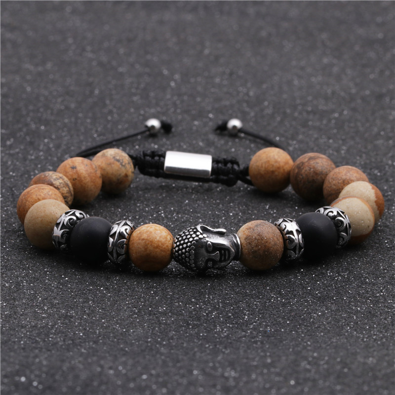 Fashion Bracelets Stainless Steel Woven Adjustable Buddha Head Bracelet display picture 16