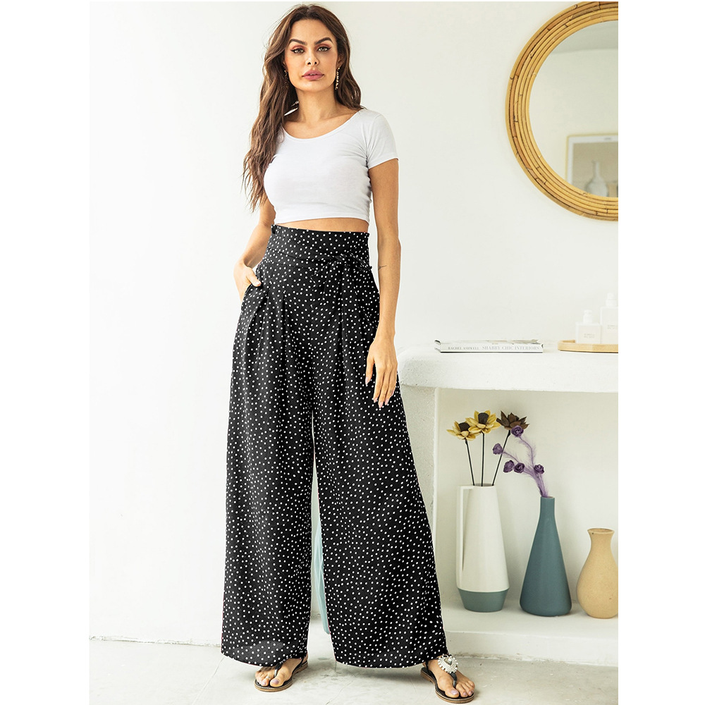 fashion print bow wide leg pants NSSA28571