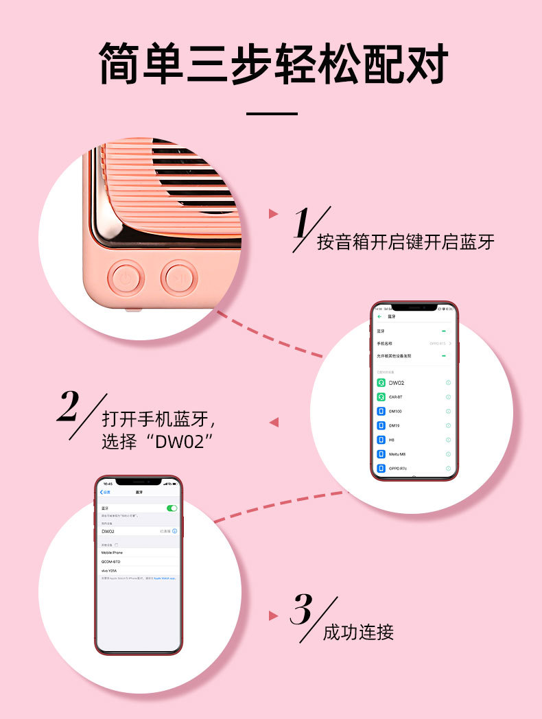 DW02复古蓝牙音箱 迷你无线插卡低音炮创意小电视蓝牙小音响礼品详情13