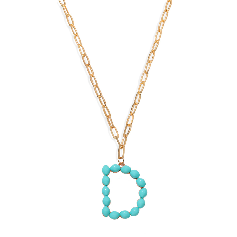 Étoile Sauvage Perle Lettre Long Pendentif Collier Simple Turquoise Perles Rondes Accessoires À La Mode En Gros Nihaojewelry display picture 19