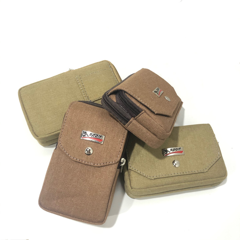 新款大號男士帆布手機腰包工地耐磨水洗帆布穿皮帶手機包香煙包男