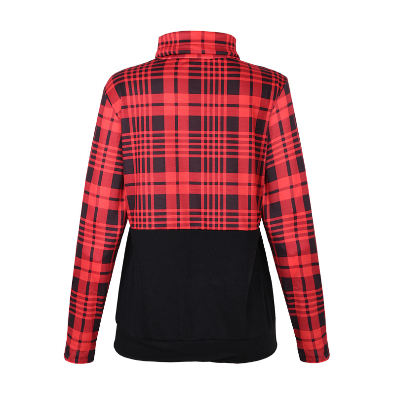 Fall/ Plaid Hooded Lace-Up Padded Sweater NSKX7783