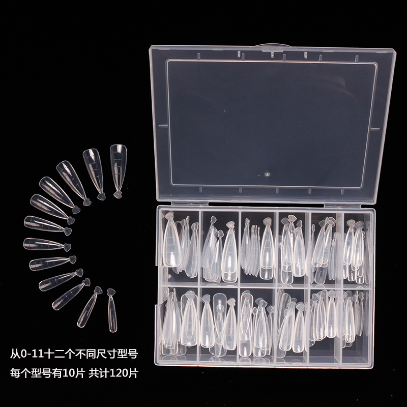 Nueva extensión de uñas pegamento de uñas pieza de uñas de almendra rápida fototerapia extensión de cristal pieza de uñas con escala sin soporte de papel molde de uñas