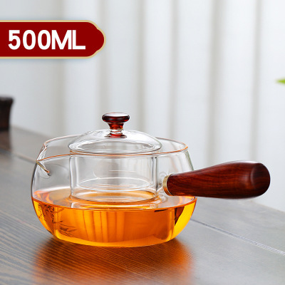 Fabricante de vidrio de borosilicato tetera pequeña verde naranja tetera eléctrica estufa de cerámica calefacción Kung Fu juego de té mango lateral tetera