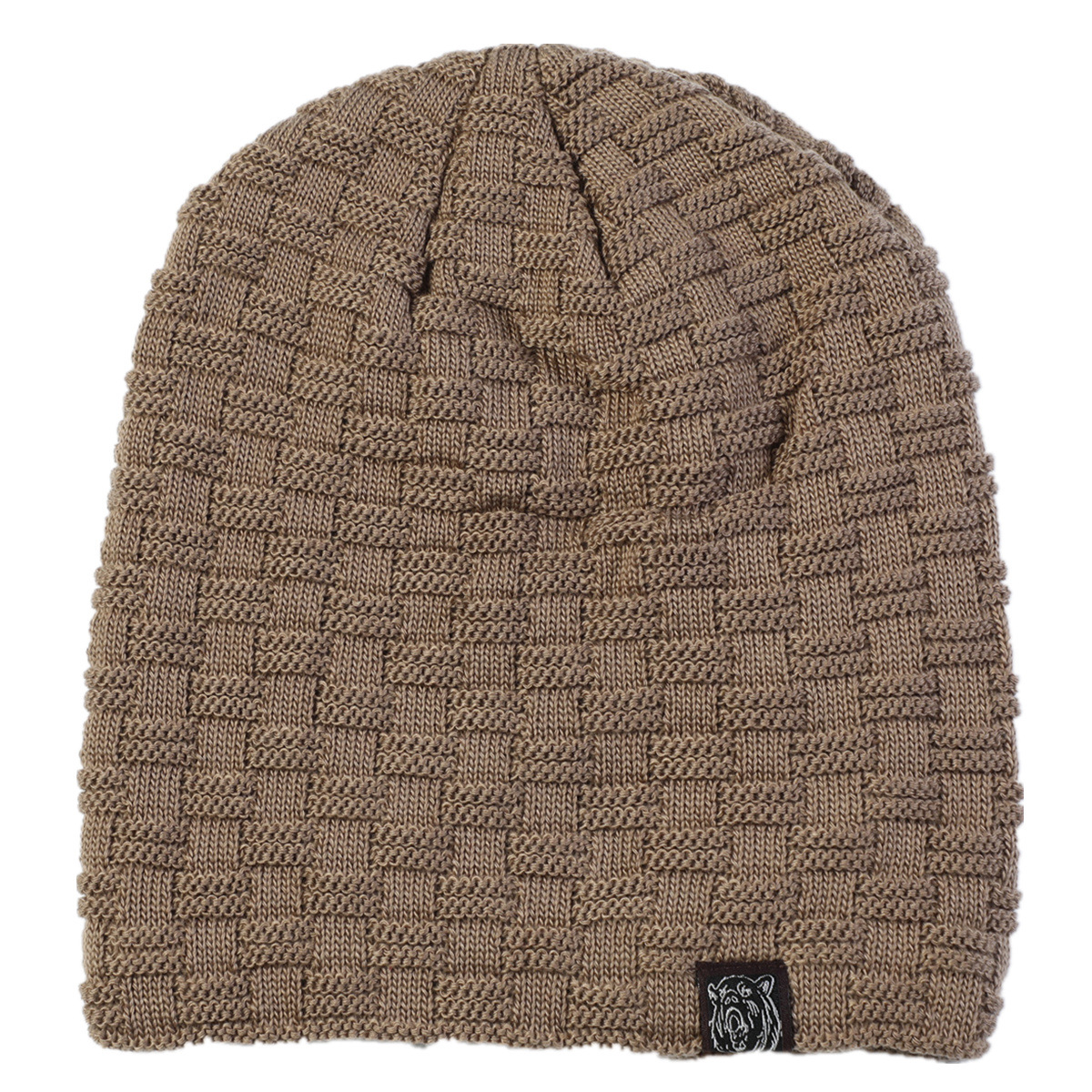 New men's knitted pullover with plush fabric logo for autumn and winter, personalized outdoor cycling sweater warm hat_voghion.com