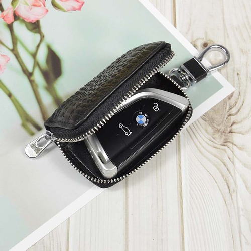 New Fashionable First Layer Cowhide Embossed Car Remote Control Key Case Genuine Leather Car Unisex Manufacturer Wholesale