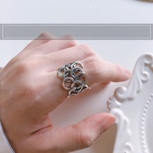 复古圈戒指s925银欧美ins风气质冷淡环绕圆银手饰开口指环