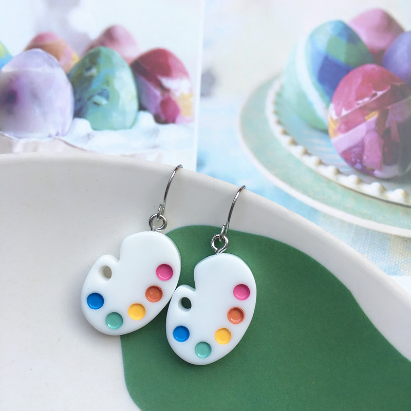 Creative Hand-made Funny Mini Palette Resin Earrings display picture 2